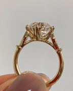 14k gold vintage lab grown diamond engagement ring, front view showing fine craftsmanship