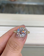 14k gold vintage lab grown diamond engagement ring, detailed close-up showing fine craftsmanship
