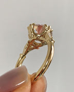 14k gold vintage lab grown diamond engagement ring, side profile view showing fine craftsmanship