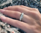 14k gold round lab grown diamond wedding band, detailed close-up showing fine craftsmanship