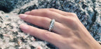 14k gold round lab grown diamond wedding band, side profile view showing fine craftsmanship