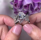 14k gold pear lab grown diamond engagement ring, side profile view showing fine craftsmanship