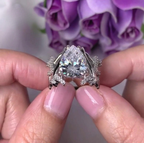 14k gold pear lab grown diamond engagement ring, top angle view showing fine craftsmanship