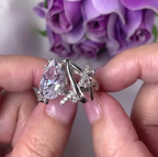 14k gold pear lab grown diamond engagement ring, three-quarter view showing fine craftsmanship