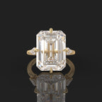 14k gold emerald art deco lab grown diamond engagement ring, side profile view showing fine craftsmanship