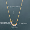 14k gold crescent moon lab grown diamond charm necklace, front view showing fine craftsmanship