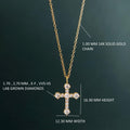 14k gold cross lab grown diamond pendant necklace, front view showing fine craftsmanship