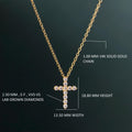 14k gold cross lab grown diamond pendant necklace, front view showing fine craftsmanship and a polished finish
