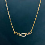 14k gold pave-set lab grown diamond necklace, side profile view showing fine craftsmanship