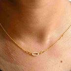 14k gold pave-set lab grown diamond necklace, full product view showing fine craftsmanship