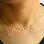 14k gold pave-set lab grown diamond necklace, detailed close-up showing fine craftsmanship