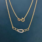 14k gold pave-set lab grown diamond necklace, sparkle detail shot showing fine craftsmanship