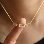 14k gold pave-set lab grown diamond necklace, macro detail view showing fine craftsmanship