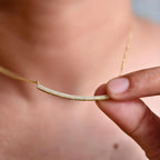 14k gold dainty lab grown diamond necklace, top angle view showing fine craftsmanship