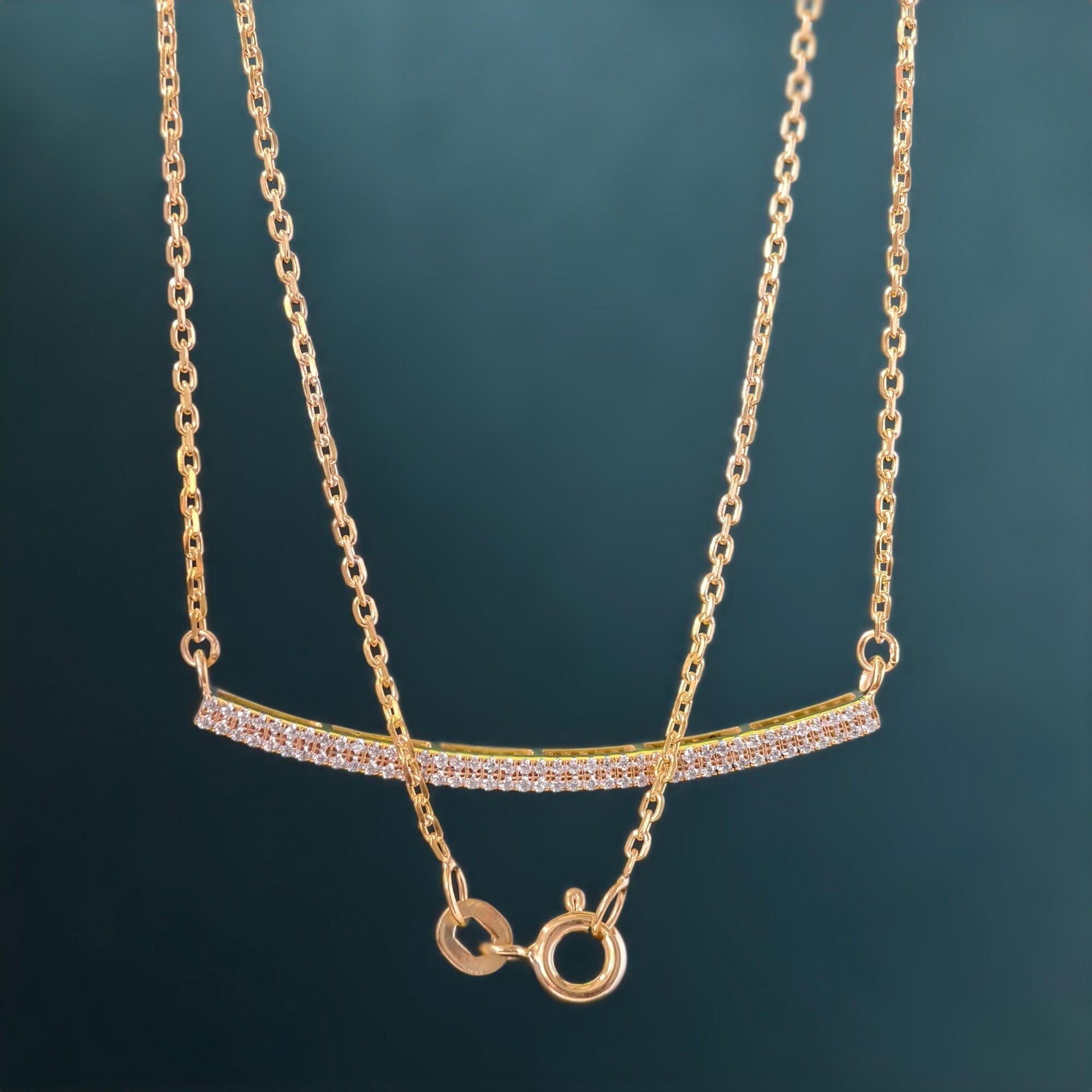 14k gold dainty lab grown diamond necklace, sparkle detail shot showing fine craftsmanship