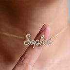 14k gold personalized name lab grown diamond necklace, full product view showing fine craftsmanship