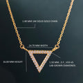 14k gold triangle lab grown diamond pendant necklace, front view showing fine craftsmanship