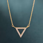 14k gold triangle lab grown diamond pendant necklace, three-quarter view showing fine craftsmanship