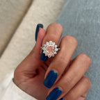 14k gold cushion floral lab grown diamond engagement ring, detailed close-up showing fine craftsmanship