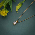 14k gold heart solitaire lab grown diamond pendant necklace, styled on model showing fine craftsmanship