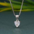 14k gold heart solitaire lab grown diamond pendant necklace, sparkle detail shot showing fine craftsmanship