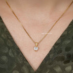 14k gold heart solitaire lab grown diamond pendant necklace, three-quarter view showing fine craftsmanship