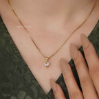 14k gold heart solitaire lab grown diamond pendant necklace, lifestyle shot showing fine craftsmanship
