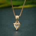 14k gold heart solitaire lab grown diamond pendant necklace, side profile view showing fine craftsmanship