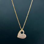 14k gold heart minimalist lab grown diamond pendant necklace, lifestyle shot showing fine craftsmanship