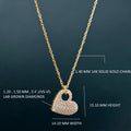 14k gold heart minimalist lab grown diamond pendant necklace, front view showing fine craftsmanship