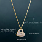 14k gold heart minimalist lab grown diamond pendant necklace, front view showing fine craftsmanship