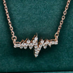 14k gold heartbeat lab grown diamond pendant necklace, three-quarter view showing fine craftsmanship