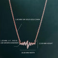 14k gold heartbeat lab grown diamond pendant necklace, front view showing fine craftsmanship
