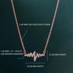 14k gold heartbeat lab grown diamond pendant necklace, front view showing fine craftsmanship
