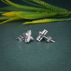 14k gold marquise lab grown diamond stud earrings, side profile view showing fine craftsmanship