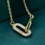 14k gold paperclip lab grown diamond charm necklace, sparkle detail shot showing fine craftsmanship