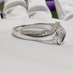 14k gold princess bypass lab grown diamond engagement ring, side profile view showing fine craftsmanship