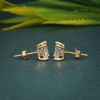 14k gold princess screw back lab grown diamond stud earrings, clasp detail view showing fine craftsmanship