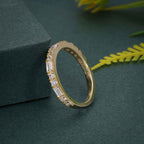 14k gold round dainty lab grown diamond wedding band, detailed close-up showing fine craftsmanship with brilliant sparkle