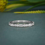 14k gold round dainty lab grown diamond wedding band, sparkle detail shot showing fine craftsmanship with brilliant sparkle
