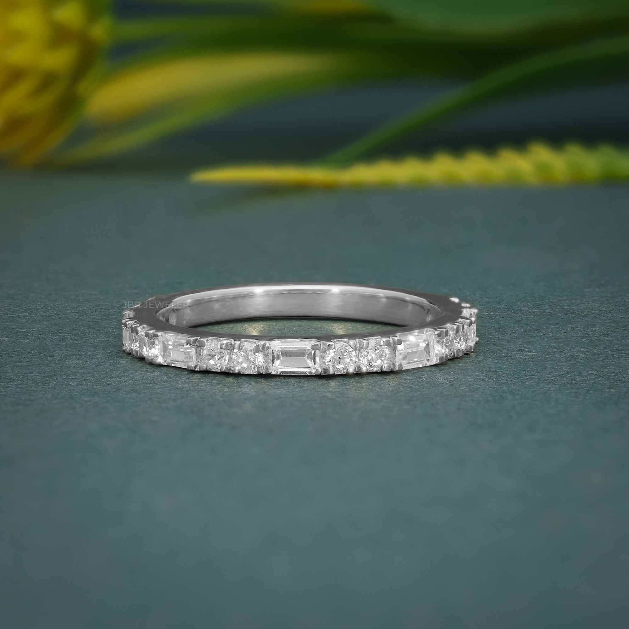 14k gold round dainty lab grown diamond wedding band, sparkle detail shot showing fine craftsmanship with brilliant sparkle