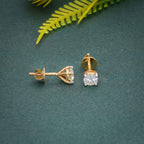 14k gold round prong-set lab grown diamond stud earrings, front view showing fine craftsmanship