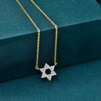 14k gold star lab grown diamond pendant necklace, top angle view showing fine craftsmanship