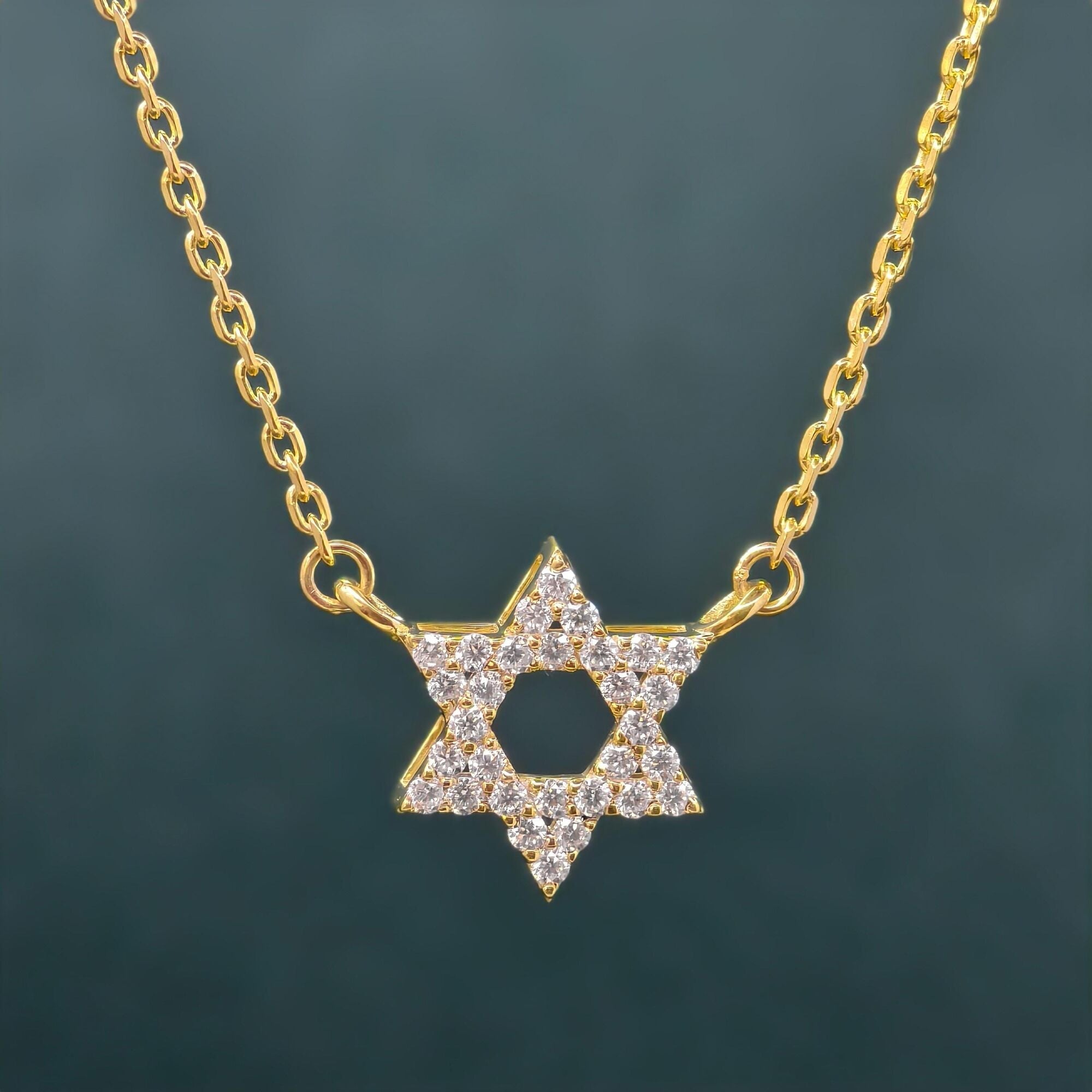 14k gold star lab grown diamond pendant necklace, lifestyle shot showing fine craftsmanship