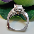 14k gold trillion art deco lab grown diamond engagement ring, top angle view showing fine craftsmanship