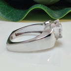 14k gold trillion art deco lab grown diamond engagement ring, lifestyle shot showing fine craftsmanship