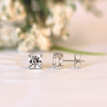 14k gold asscher screw back lab grown diamond stud earrings, front view showing fine craftsmanship