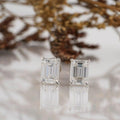 14k gold emerald screw back lab grown diamond stud earrings, front view showing fine craftsmanship