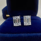 14k gold emerald screw back lab grown diamond stud earrings, sparkle detail shot showing fine craftsmanship
