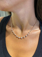 14k rose gold round tennis lab grown diamond necklace, front view showing fine craftsmanship